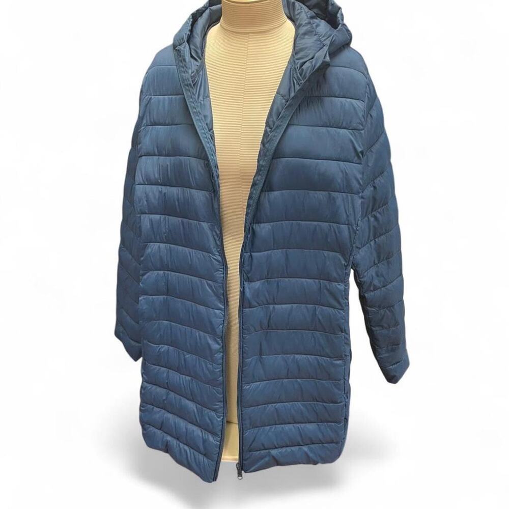 Swiss tech blue puffer coat